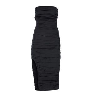 ZEYNEP ARCAY Strapless Ruched Midi Dress In Black NWT Size US 8